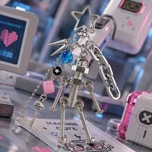 1pc Cyberpunk Spring Doll Keychain, Dice Rivet Chain Pendant, Personalized Y2K Punk Style Bag Charm Creative Gift - Multicolor - View 6