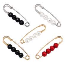 3.8cm Beaded Safety Pin Brooch For Women, 5 Colors Gold Silver Tone Pearl Bead Lapel Pin For Sweaters, Scarves, Coats, Bags, Cardigans & Dresses - Multicolor - View 2