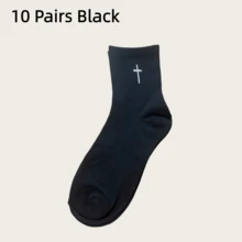 1/6Pairs Men's Mid‑Calf Sports School Socks Long Medium‑Thick Athletic For Sports Running Fitness Autumn And Winter Wear Winter Snowflake Socks(10/15) - Multicolor - View 10