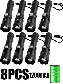 1/2pcs High Power 4900N Long Range LED Flashlight, Built-In 4-Level Battery Indicator, USB Rechargeable, Adjustable Zoom, Suitable For Tactical, Camping, Outdoor, Emergency Use, Great Gift For Valentine's Day, Mother's Day, Eid, Back To School, Christmas, Halloween - Multi-functional Flashlight - View 20