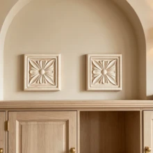 2pcs Solid Wood Carved Square Decals, Home Decorations, Woodworking Supplies, Suitable For Cabinets, Doors And Windows, Furniture, Background Walls, Porches, Offices And Other Decorations, Holiday Decorations, DIY Decorations. - Multicolor - View 10
