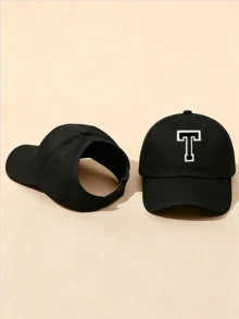 1pc Solid Color Open Back Ponytail Baseball Cap With 26 Letters, Women Fashion Sports Sun Hat For Outdoor UV Protection - Black - View 24