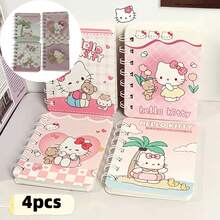 SANRIO Hello Kitty Pink Heart A7 Spiral Notebook, Random Pattern, (4pcs/Set) With Pattern And Bow Decoration, Thick Lined Paper Inside, Durable Hard Cover Design, Suitable For Study, Office Or Journaling. Randomly Delivered In Different Colors And Styles, Fun Design, Spiral Binding. - A - View 17