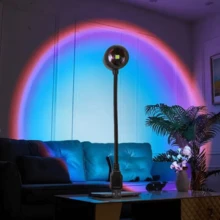 USB LED Sunset Lamp LED Rainbow Neon Light Night Light Projector Home Decor Atmosphere Light Bedroom Living Room Wall Gift Photography - Blue-violet Sunset - View 11