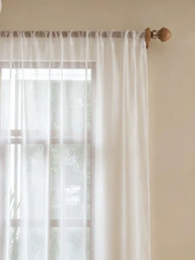 1pc Pure White Sheer Panel Curtain, Suitable For Living Room/Bedroom/Study/Dining Room/Balcony Home Decor, Rod Pocket Design - White - View 4