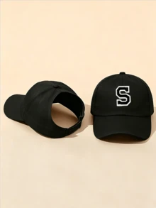 1pc Solid Color Open Back Ponytail Baseball Cap With 26 Letters, Women Fashion Sports Sun Hat For Outdoor UV Protection - Black - View 33