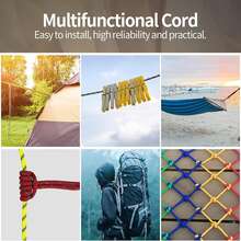 Outdoor Camping 4mm Reflective Paracord, 30m/98.43ft Spool Rope, Camping Tent Setup Rope, Dly Accessory Rope, Applicable To Canopy Tent, Camping Hiking, Camping Essential - Multicolor - View 2