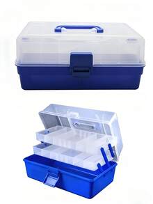 Double-Layer Flip-Top Lure Fishing Tackle Box, (Artificial Lures As Optional Accessories) With Detachable Multi-Compartment Storage Dividers For Classified Storage; Can Hold Lures, Fishing Lines And Reels, Portable Storage Case For Outdoor Angling - Random Color - View 8