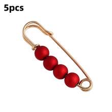 3.8cm Beaded Safety Pin Brooch For Women, 5 Colors Gold Silver Tone Pearl Bead Lapel Pin For Sweaters, Scarves, Coats, Bags, Cardigans & Dresses - Multicolor - View 12