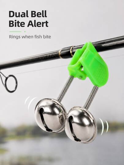 15PCS Fishing Bite Alarm Bells, Dual Metal Rod Tip Bell Clips With Glow Stick Slots, Fishing Bite Indicators For Night Fishing, Carp Fishing And Outdoor Fishing Accessories