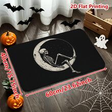 1/2pcs Halloween Door Mat, Halloween Skull Moon Pattern Flannel Door Mat, Non-Slip Absorbent Machine Washable Floor Mat For Home, Suitable For Entrance, Living Room, Bedroom, Kitchen, Bathroom, Yard, Multi-Functional Decorative Mat - Multicolor - View 12