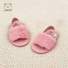 RABEISIR Spring/Summer Infant Girl Pre-Walker Shoes, Infant Plush Slippers 3-18 Months, Indoor - Baby Pink - View 8