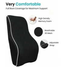 Breathable Mesh Lumbar Support Pillow With Dual Adjustable Straps, Waist Support Cushion For Office Chair, Car Seat, Desk Chair, Essential For Office And Home Daily Use, Practical Gift For Mom, Dad, Men, Women And Drivers - Black - View 5