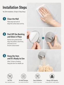 2+2 PCS Stainless Steel Razor Holder Wall Mount & Utility Hooks, No Drill Self Adhesive Waterproof Shaver Holder For Bathroom Shower, Space Saving Hooks For Razor, Bath Sponge, Towels, Keys And Accessories - Silver - View 10