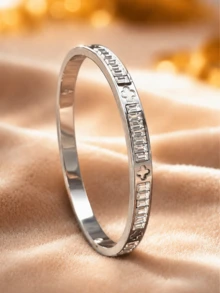 5pcs/Set Silver Stackable Fashion Bracelet Set, 304 Stainless Steel, Rust-Proof, Waterproof, Hypoallergenic, Minimalist Luxury Stackable Jewelry, Graduation, Birthday, Valentine's Day, Mother's Day, Christmas Gift For Her - Silver 4 - View 4