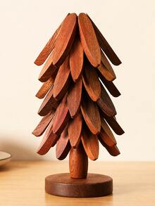 1pc Walnut Wood Tree-Shaped Pot Mat Set, Natural Tree Design, Includes 5 Wooden Pot Mats And 1 Storage Rack, Foldable Kitchen Wooden Heat-Insulating Mat, Suitable For Hot Plates, Pots, Bowls, Teapots, Heat-Insulating Pot Mats, Pot Mats, Coasters, Stew Pot Mats - View 14