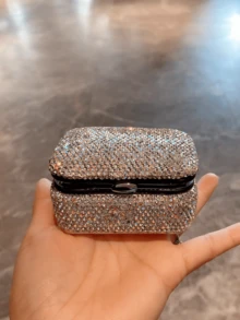 1pc High-Value Sparkling Artificial Rhinestone Jewelry Storage Box, Cosmetic Ring Bracelet Earring Organizer Travel Portable Mirror Jewelry Box Exquisite Gift Item - Silver - View 7