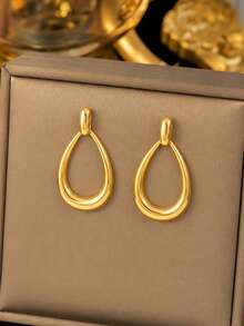 VceTd 1/2/3PCS Set Perhiasan Wanita Stainless Steel Gaya Modis dan Berlebihan dengan Desain Geometris Asimetris, Cocok untuk Pemakaian Sehari-hari, Liburan, atau Hadiah - Yellow Gold - View 5