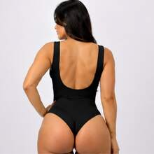Maio Casual elegante Costas nuas / sem costas Praia Férias - Preto - Visão 4