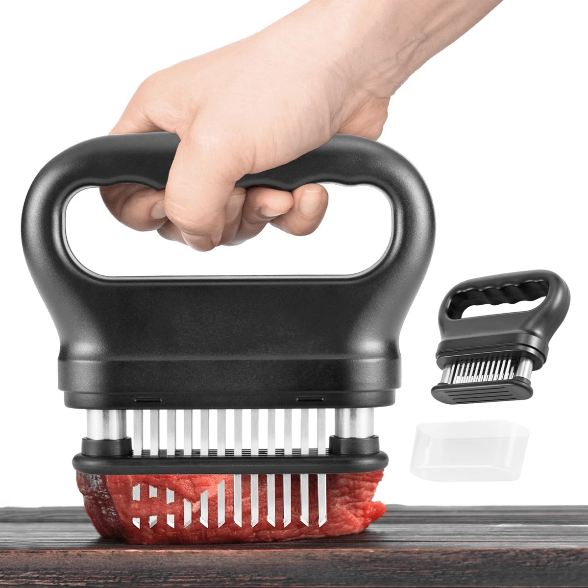 1PC 48-Needle Meat Tenderizer, Home And Commercial Meat Tenderizer, Ultra-Sharp Stainless Steel Needles, Heavy-Duty Detachable Body Design, Kitchen Meat Pre-Treatment Tool, Efficiently Cuts Meat Muscle Fibers, Accelerates Marinade Penetration And Flavor Absorption, Suitable For Steak, Chicken, BBQ And Various Grilled Foods, Universal For Marinating, Searing, Roasting And Baking, Easy To Disassemble And Rinse Without Residue, Professional Meat Tenderizing Tool For Chefs, Essential Kitchen Gadget For Home BBQ And Marinating