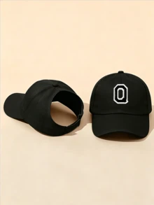 1pc Solid Color Open Back Ponytail Baseball Cap With 26 Letters, Women Fashion Sports Sun Hat For Outdoor UV Protection - Black - View 17