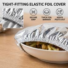 50/5pcs Reusable Aluminum Foil Food Wrap, Heat-Insulating Stretch Film, Durable Thermal Insulation, Suitable For Fruits, Meals, Tableware, Food Containers, Reflective Surface, Heat-Resistant Cover Film - Multicolor - View 4