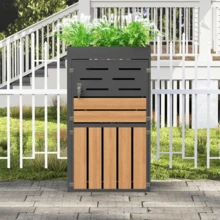 Outdoor Multi-Functional Cabinet Grey – With Integrated Planter And Waste Bin Compartment - 灰色 - 查看 3