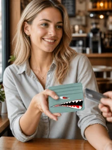 Shark Print Card Holder For Men, Blocking Slim Leather Card Wallet, Multi Card Slots Portable Minimalist Purse, Multi-Slot Storage Bag, Essential For Back To School And Travel, Unique Teacher's Day, Back To School, Halloween, Christmas Gift - Multicolor - View 4