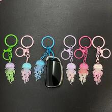 1pc/Random Color 5pcs/Dynamic Sparkling Jellyfish Car Keychain/Glow-In-The-Dark Jellyfish Needs To Absorb UV Rays During The Day To Emit Light At Night/Ocean Element Bag Charm/2D/Multi-Color Optional/Suitable For Keychain Pendant, Bag Decoration, Car Keychain - View 4
