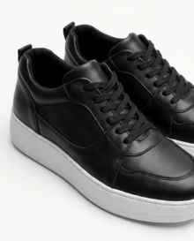 Alto Calçados Saturno Tênis Casual Em Couro Que Aumenta até 8cm - Preto - Visão 5