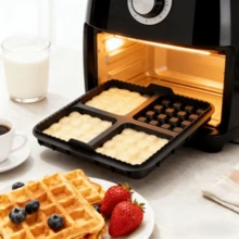1/2 cái khuôn nướng bánh waffle vuông đa năng, khay nướng chống dính dễ vệ sinh, phù hợp cho hầu hết nồi chiên không dầu 4-7QT, tái sử dụng được, dùng cho bánh waffle kiểu Bỉ, socola, bánh pancake và trứng khối, thiết kế nhỏ gọn, dùng được với máy rửa bát, phụ kiện nhà bếp, dụng cụ nướng bánh cho bếp gia đình - Xem 5