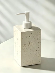 侘寂風斑點浴室配件套組，洞石紋理皂液器與牙刷架，極簡檯面浴室裝飾 - 方形分裝瓶 - 查看 11