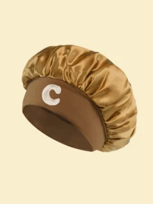 1pc Tenderness Of Exclusive Letters A-Z Customized Hair Cap Textured Design Home Sleep Hair Care Cap Premium Quality - Gold - View 7