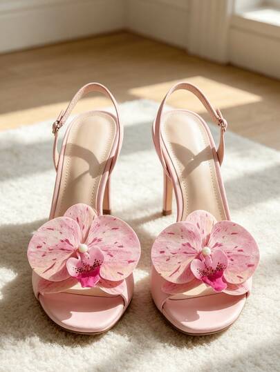 1 Pair Detachable Shoe Flower Accessories, Artificial Phalaenopsis Orchid, Available In Pink, Light Pink, Dark Purple, Light Purple, Blue, White, Amber