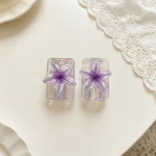 2PCS Gradient Flower Cable Data Line Protector, Transparent Soft Shell Anti-Bend Anti-Breakage, Resin Material, No Battery Required, Suitable For Type-C, 3D Plumeria Data Line Protector, Summer Vibe Charging Accessory - 2 Purple Frangipani - View 10