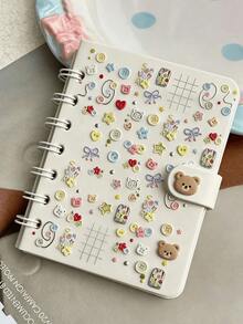 1/3/6pcs Macaron Button Bear Embossed Stickers, Colorful Round Button Cute Bear Head, Bow Tie Heart Star Combination, With "SUMMER" Text, Suitable For Camera, Phone Case, Water Bottle, Planner DIY Decoration. Handmade DIY Decorative Stickers, Can Decorate And Protect Lens From Wear, Express Yourself Decorative Protective Film - Multicolor - View 7