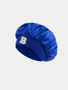 1 buah Topi Rambut Huruf A-Z Eksklusif dengan Desain Tekstur, Topi Perawatan Rambut untuk Tidur di Rumah, Kualitas Premium - Royal Blue - View 6