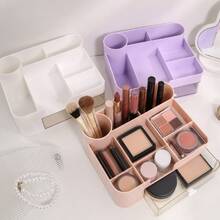 1pc Large Capacity Desktop Makeup Organizer, Divided Makeup Storage Box With Pull-Out Drawers, Suitable For Lipstick, Brushes, Perfume And Skincare Products - Multicolor - View 8