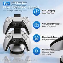 1個 - PlayStation 5 無線控制器雙充電底座,附 LED 指示燈,垂直弧形極簡設計,TYPE-C 介面,可同時為兩個控制器充電 (白色) - 查看 3