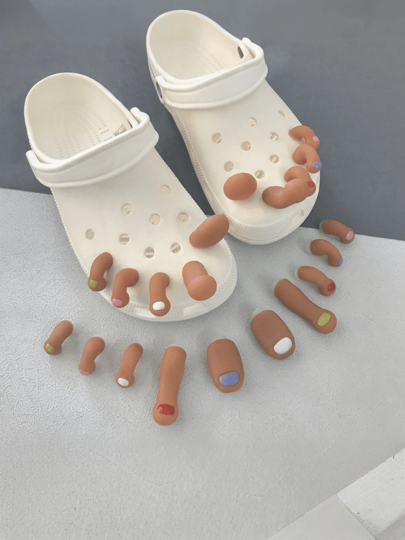 10入 3D 腳趾鞋飾，趣味創意 DIY 可拆卸 Cosplay 高級橡膠鞋飾
