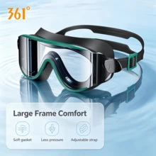 361degree 1pc 361° Large Frame Wide View HD Anti-Fog Waterproof Leakproof Swim Goggles For Women Men Adult, With Portable Storage Case, Pool Beach Swimming Gear - Grey-green - View 4