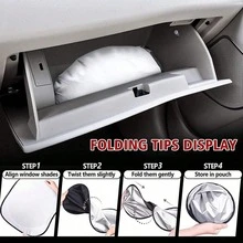 Car Windshield Sun Shade - UV Protection & Heat Insulation, Foldable Sunshade, Cools Car Interior And Dashboard, Universal Fit Summer Essential - Silver - View 5