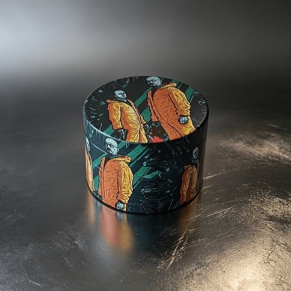 1 pieza Molinillo de tabaco de 50mm, nuevo molinillo de tabaco de metal con patrón de estilo de grafiti de dibujos animados americanos creativos - portátil, perfecto para viajes y negocios, regalo ideal para Navidad, Año Nuevo, Día de San Valentín y cumpleaños, dispositivo portátil | Diseño elegante | Patrón intrincado, molinillo de tabaco