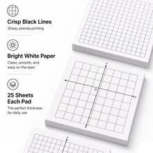 5/10pcs Mini Grid Sticky Notes (125/250 Sheets), 3x3 Inch, Multiple X-Y Axis Grid Patterns - Perfect For Office/School Supplies Organization And Note-Taking, Back To School Essential - Square (White) - View 3