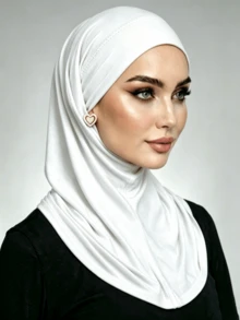 1pc Women's Solid Color Balaclava With Back Tie, Elastic Neck Warmer Headscarf, 3 Ways To Wear, Multifunctional Hijab Cap, Breathable Comfortable Stretchy Wide Brim Sweat-Absorbing Anti-Slip Sports Headwrap, Suitable For Daily Life, Sports, Yoga, Fitness And Fashion - White - View 2