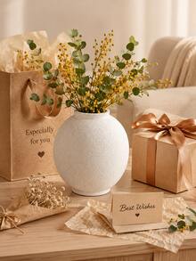 Large White Vase - 5.7 Inch Rustic Style Vase, Suitable For Home Decor, Minimalist Tall Vase, Can Be Used For Living Room, Dining Table, Bathroom, Holiday And Wedding (Sandstone White) - A - View 10