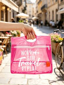 WORK SAVE TRAVEL REPEAT 透明盥洗包，防水旅行收納袋，適合存放洗髮精、乳液、化妝品等，為旅行/日常使用增添時尚與實用感，適合旅行者、通勤族、學生、美容愛好者，是旅行、健身、飯店住宿、日常浴室收納的理想選擇，用途廣泛，可作為盥洗收納袋使用 - 彩色 - 查看 13
