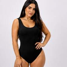 Maio Casual elegante Costas nuas / sem costas Praia Férias - Preto - Visão 3