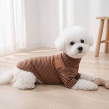 Leather Label Striped Sweatshirt Vintage Striped Pet Base Layer Autumn/Winter Thickened Warm Elastic Sweatshirt Cat & Dog Universal - Multicolor - View 6
