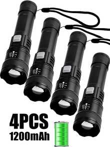 1/2pcs High Power 4900N Long Range LED Flashlight, Built-In 4-Level Battery Indicator, USB Rechargeable, Adjustable Zoom, Suitable For Tactical, Camping, Outdoor, Emergency Use, Great Gift For Valentine's Day, Mother's Day, Eid, Back To School, Christmas, Halloween - Multi-functional Flashlight - View 24